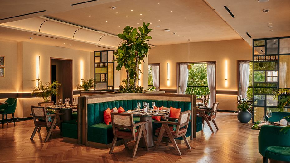 Restaurant hall design with furnitures